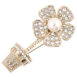 Spilla fiore con strass Chanel D'oro