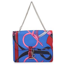 Hermès Bolsa de Ombro Hermes Kara Chain em Seda Multicolorida Azul Azul Multicor