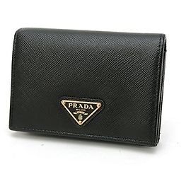 Portefeuille compact bi-fold Prada Saffiano Triangle Noir