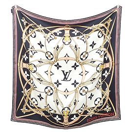 Louis Vuitton Black and White Silk Scarf Black White