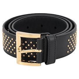 Cintura in pelle Prada con triangolo borchiato Nero