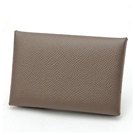 Hermès Hermes Calvi Card Case in Etoupe Gray Taupe