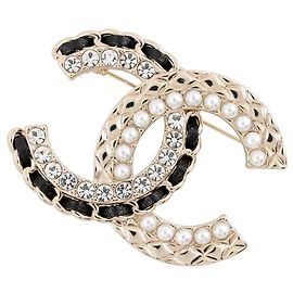 Chanel Champagne Gold Strass-Brosche Golden