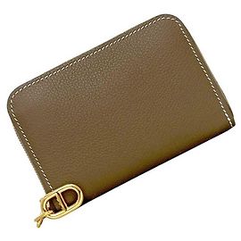 Hermès Portamonete Hermes - Zip Ango Chaine d'Ancre Beige Taupe