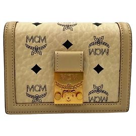 MCM Tracy Wallet Visetos Folding Beige Beige
