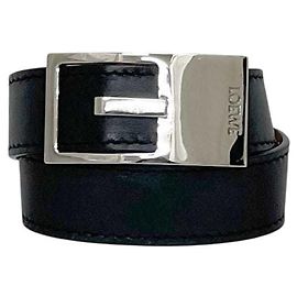 Bracciale Loewe in pelle nero e argento Nero Argento