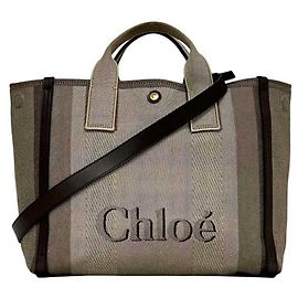 Sac Cabas Chloé 2-Way Marron Cuir et Toile Marron