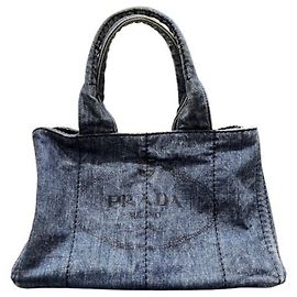 PRADA Canapa Denim Handbag Blue