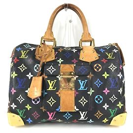 Louis Vuitton Monogram Multicolor Speedy 30 Mini Boston Bag Black