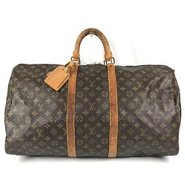 mala Louis Vuitton Monogram Keepall Bandoulière 55 Marrom