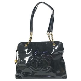 Sac à bandoulière Chanel Vintage Logo CC Coco Mark Noir