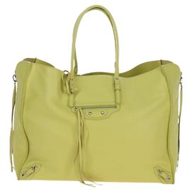 Balenciaga Papier A4 Zip Around Classic Studs Leather Large Amarelo