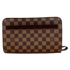 Borsa a pochette in pelle Louis Vuitton Damier Saint N51993 Marrone Damier ebene