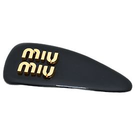 Pinza para el pelo de piel charol Miu Miu Negro