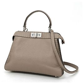 Bolsa de mão Fendi Peekaboo I See You Medium em couro cinza Cinza