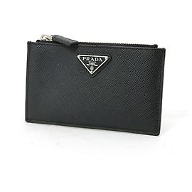 Prada Saffiano Triangle Münzbeutel Schwarz