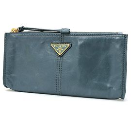 Pouch Prada in pelle grigia Marrone