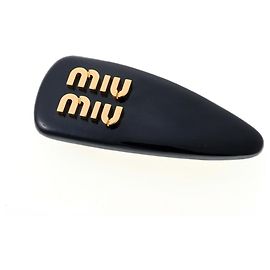 Pinza para el pelo de piel charol Miu Miu Negro