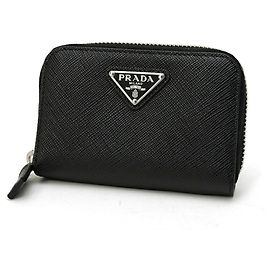 Porte-monnaie Prada Saffiano Triangle Noir