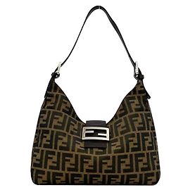 Bolsa de Ombro Bucket Fendi Zucca Mamma Verde Caqui