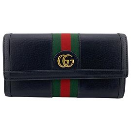 Portefeuille long Gucci Ophidia GG en cuir Noir