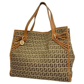 Saco Tote Fendi em lona e nylon castanho Marrom