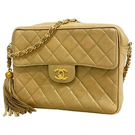 Sac à épaule Chanel Matelassé en agneau Beige