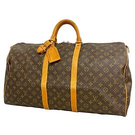 Louis Vuitton Boston Monogram Keepall 55 Bag Brown