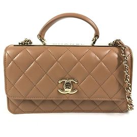 Portafoglio con catena Chanel AP4184 Light Brown Marrone chiaro