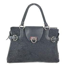 Salvatore Ferragamo Gancini Logo Tote/Shoulder Bag Black