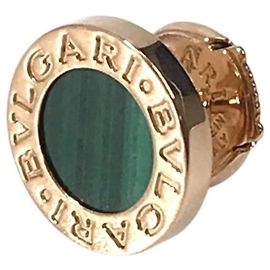 Bulgari Boucles d'oreilles puces Bvlgari en or 18K avec malachite Doré Vert
