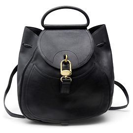 VINTAGE DELVAUX LUCIFER GM BACKPACK IN BLACK GRAINED LEATHER Black
