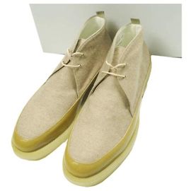 Autre Marque Botas Chukka de lana y cuero charol NIT Beige
