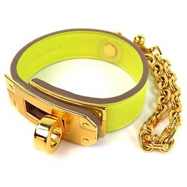 Porta-luvas de couro Hermès Kelly Amarelo