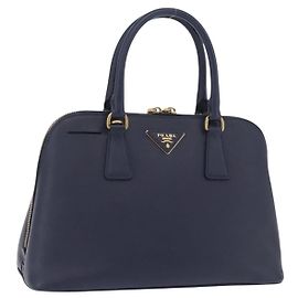 Bolso de mano PRADA piel Safiano Navy Gold Otro