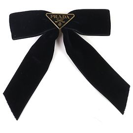 Barrette de veludo Prada com placa de logótipo triangular Preto