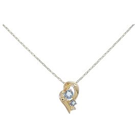 Autre Marque Au750 Halskette mit Aquamarin und Diamanten Golden