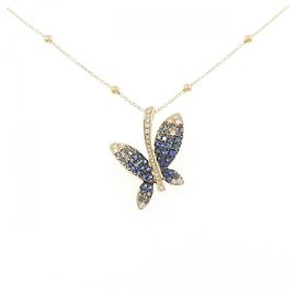 Autre Marque Butterfly Au750 Saphir Diamant Halskette Golden