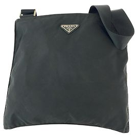 Sac à épaule en nylon PRADA Tessuto avec plaque logo triangle Noir
