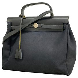 Hermès Hermes Herbag PM Toile Officier Handtasche Schwarz
