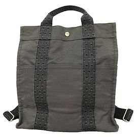 Hermès Hermes Damen-Rucksack aus grauem Nylon Braun