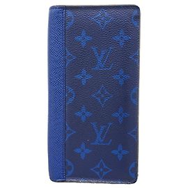 Louis Vuitton Taigarama Portefeuille Brazza Long Wallet Azul