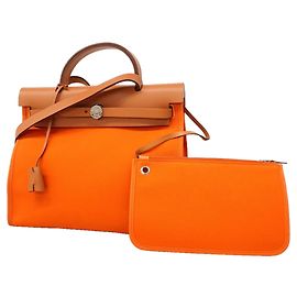 Hermès Bolsa Hermes Herback Zip PM Outro Laranja
