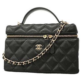 Chanel Matelassé Schultertasche mit Kette Schwarz
