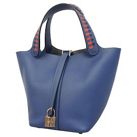 Hermès Borsa Hermes Picotin Lock PM Tressage Blu