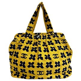 Bolso Chanel Coco Mark Flower Canvas Amarillo Azul marino