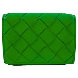 Cartera tri-fold Intrecciato Bottega Veneta Verde