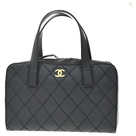 Chanel Wild Stitch Handtasche aus gestepptem Kalbsleder Schwarz