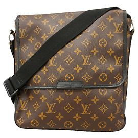 Borsa a tracolla Louis Vuitton Monogram Macassar Bass MM Marrone Nero