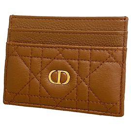 Christian Dior Kartenetui aus braunem Leder Braun